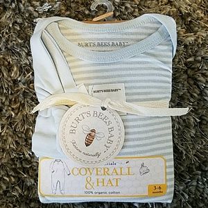 NWT Burt's Bees baby coverall and hat set